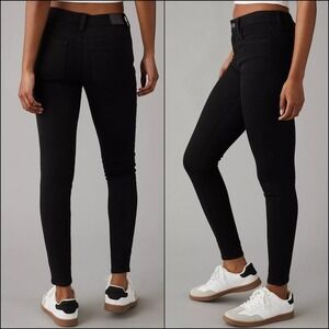 Y2K 90s Minimalist Fall American Eagle Mid Rise Jeggings 14L Black Skinny Jeans‎